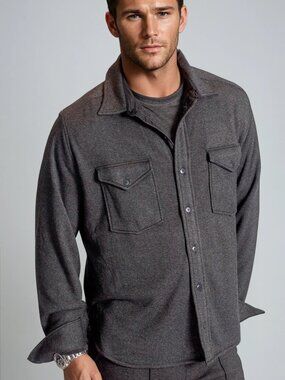 Buki Soft Knit CPO Overshirt - Charcoal Grey